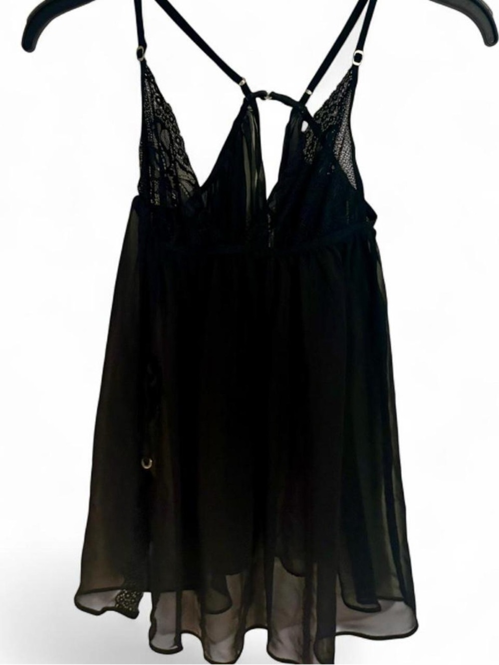 Victoria's Secret Black Sheer Lace Chemise